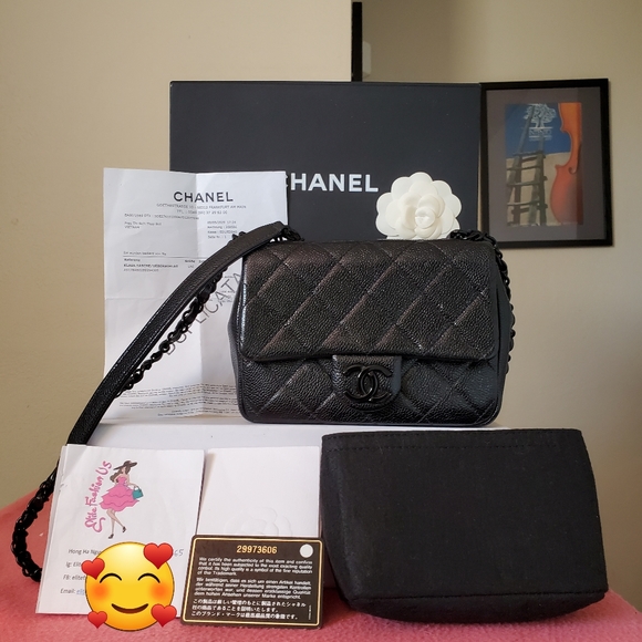 Chanel classic mini square black caviar incognito bag - Picture 1 of 15